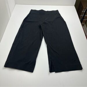 Pact Wide Leg Cropped Pant Women Size Large Black 100% Organic Cotton Minimalist